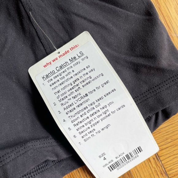 Lululemon NWT Kanto Catch Me black Rulu long sleeve top size 4 reflective - Picture 2 of 3